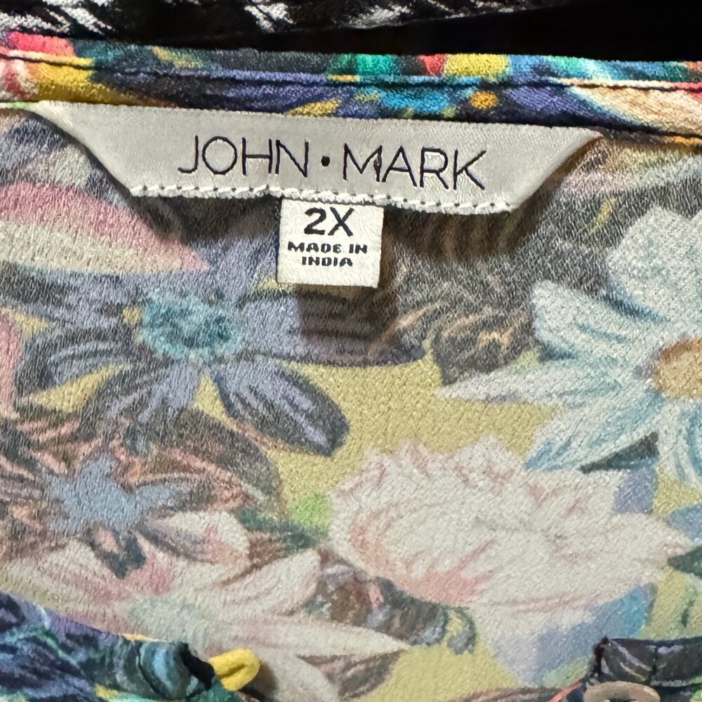 John Mark 2X Mixed Floral Boho Blouse – Colorful Patchwork Vibes! - Picture 3 of 3